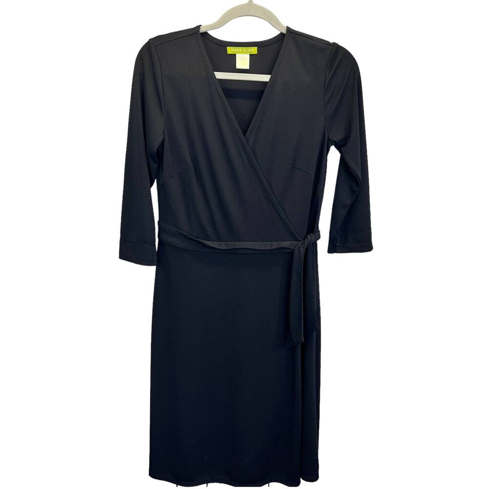 Sigrid Olsen Black Long Sleeve Wrap Dress